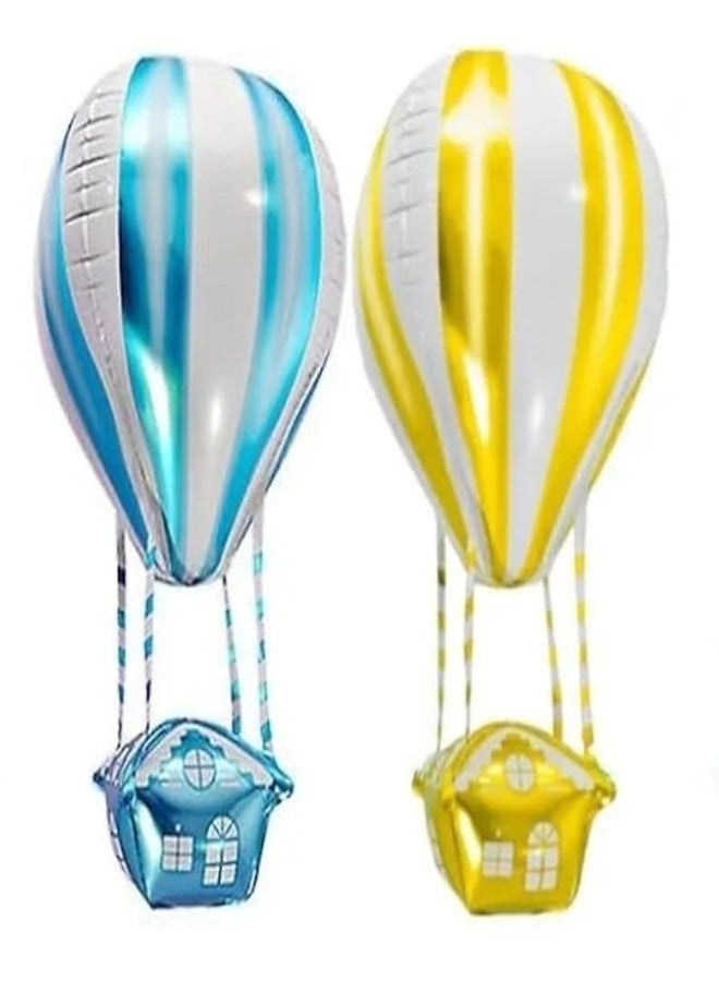 Fun Affairs 4D Hot Air Balloon or Parachute Theme Prop Foil Balloons for Happy Birthday, Baby Shower Party Decorations Indoor and Outdoor, 1 Pc, Blue - Image 3
